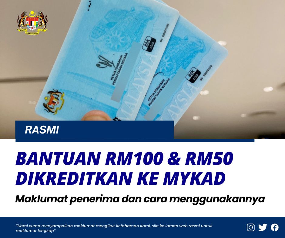 Bantuan Rm Dan Rm Dikreditkan Ke Mykad